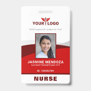 Badge Modèle de logo photo rouge Nom de l'employé ID de 