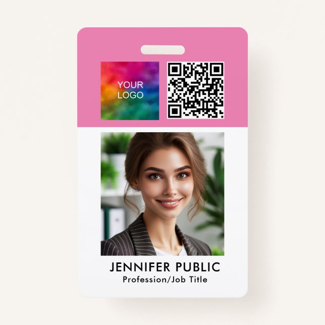 Badge Modèle de logo QR Code de l'entreprise personnalis (Devant)