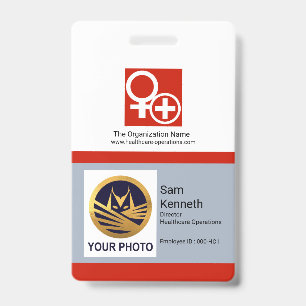Badge Modèle de photo de blocs de colonnes rouges et bla