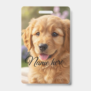 Badge Modèle de photo de nom d'animal de compagnie simpl