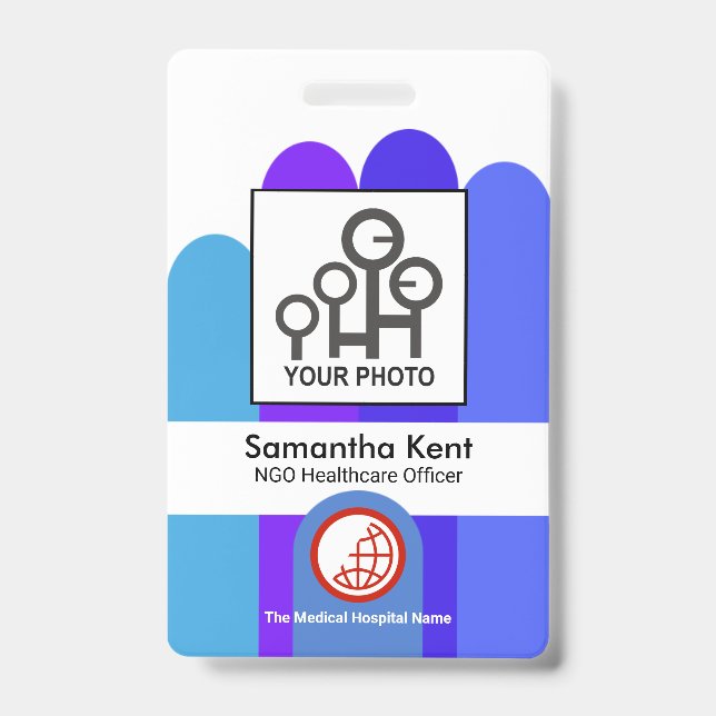 Badge Modèle de photo du personnel de Blue Helping Hand  (Avant)