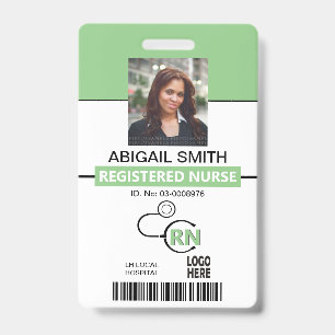 Badge Modèle de photo infirmière diplômée sage vert