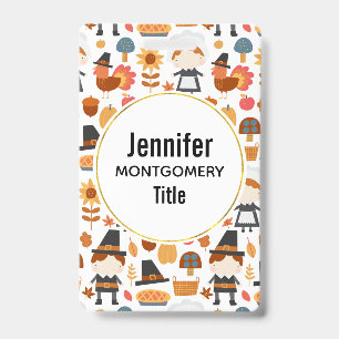 Badge Modèle de récolte de Pèlerins de Thanksgiving