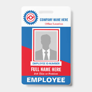 Badge Modèle d'identification de photo d'employé tricolo