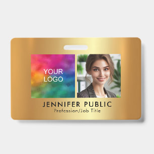 Badge Modèle doré de logo d'entreprise avec photo d'empl