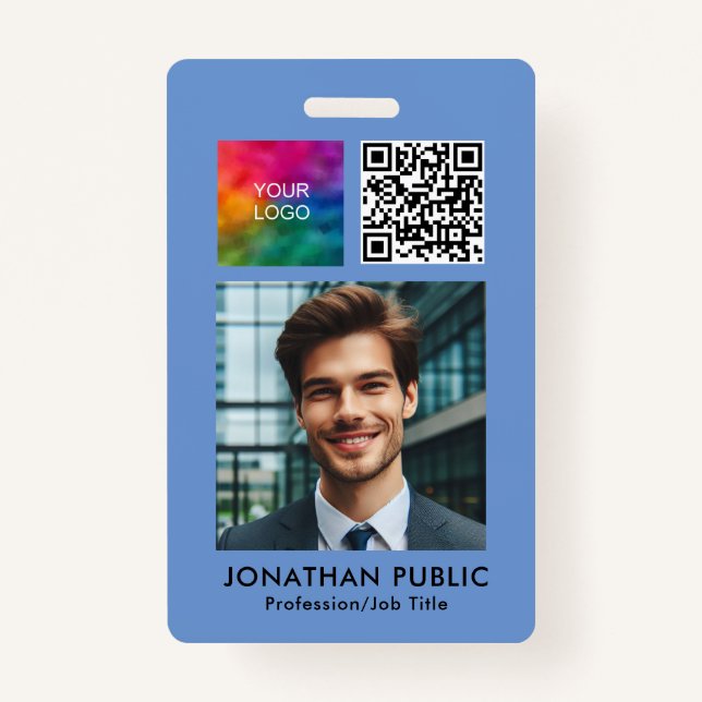 Badge Modèle du logo commercial de code QR photo employé (Devant)