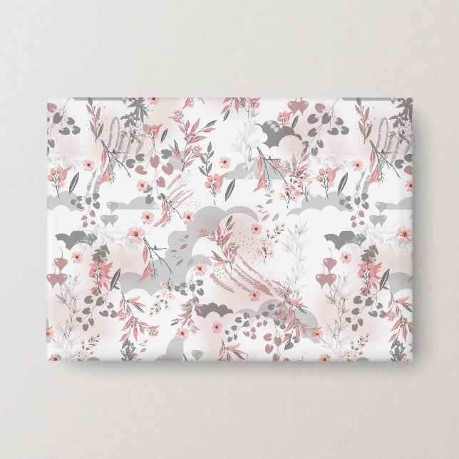 Badge Modèle floral numérique sur les tons pastel (Recto)