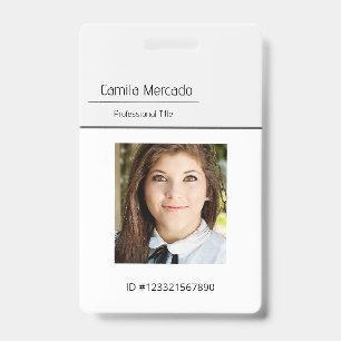 Badge Modèle simple de carte d'identité d'employé gris p
