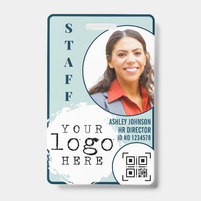 Badge Modern Business Employee Photo Name Card QR code (Avant)