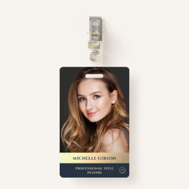Badge Moderne Elegant Professionnel Luxe Bleu Or