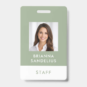 Badge Moderne Étiquette de Photo Personnalisée Vert Saug