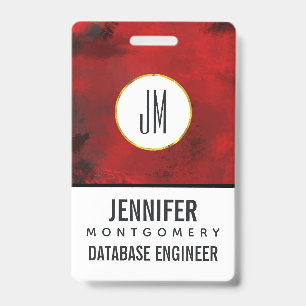 Badge Moderne Noir & Rouge Abstrait - Sombre Mystérieux