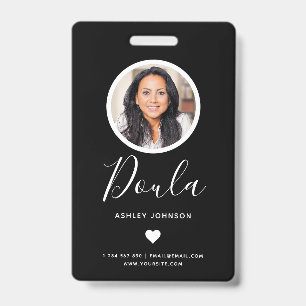 Badge Moderne Sage-Femme Doula Ajoutez Votre Photo Noir