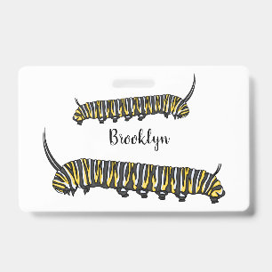 Badge Monarch caterpillar cartoon illustration  