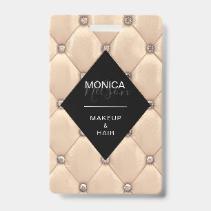 Badge monogramme à motif luxueux en velours frappé doré