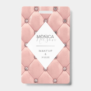 Badge monogramme élégant en rose gold capitonné
