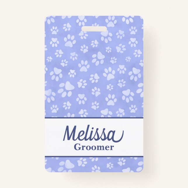 Badge Monogramme Empreinte de patte bleu clair et blanc (Devant)