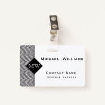 Monogramme Motif Abstrait Chevron noir et blanc