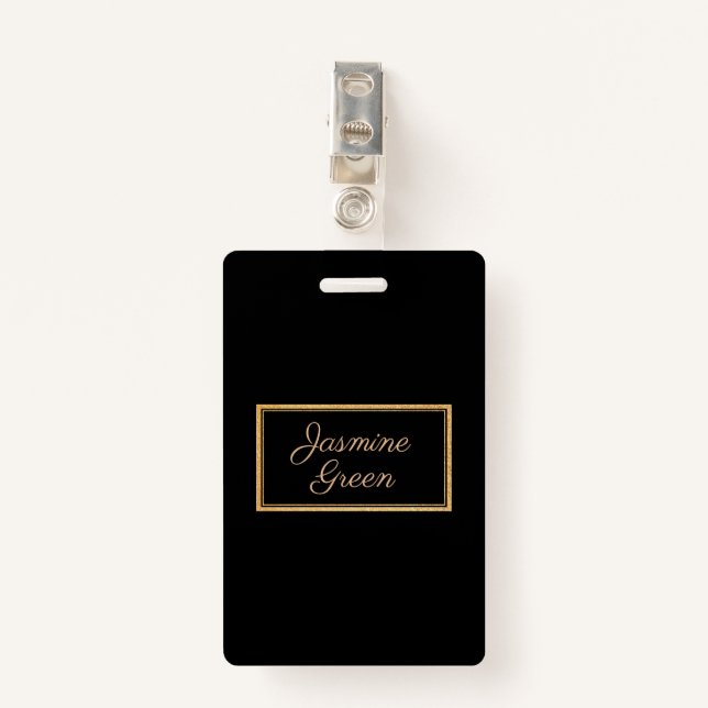 Badge Monogramme Or Et Cadre Noir (Devant avec clip)