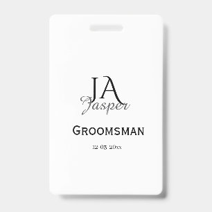 Badge Monogramme personnalisé garçon d'honneur témoin no
