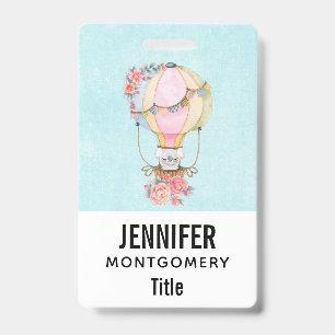 Badge Montgolfière mignonne aquarelle