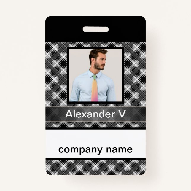 Badge Motif abstrait sans à damiers plaid (Devant)