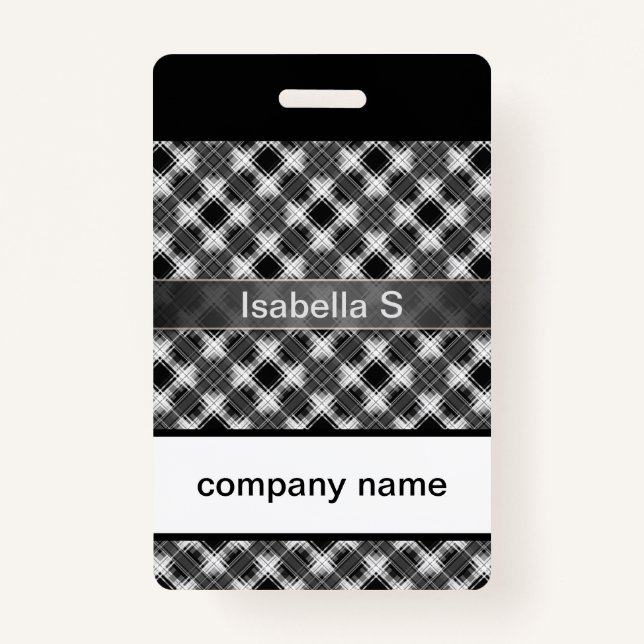 Badge Motif abstrait sans à damiers plaid (Devant)