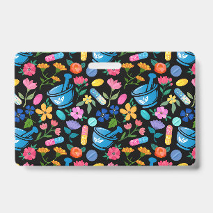 Badge Motif de pharmacie florale