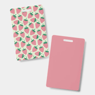 Badge Motif d'été fraise rose