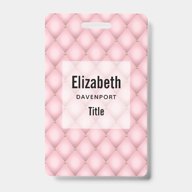 Badge Motif diamant touffeté rose de luxe (Avant)