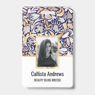 Badge Motif d'illustration de feuille florale blanche Na