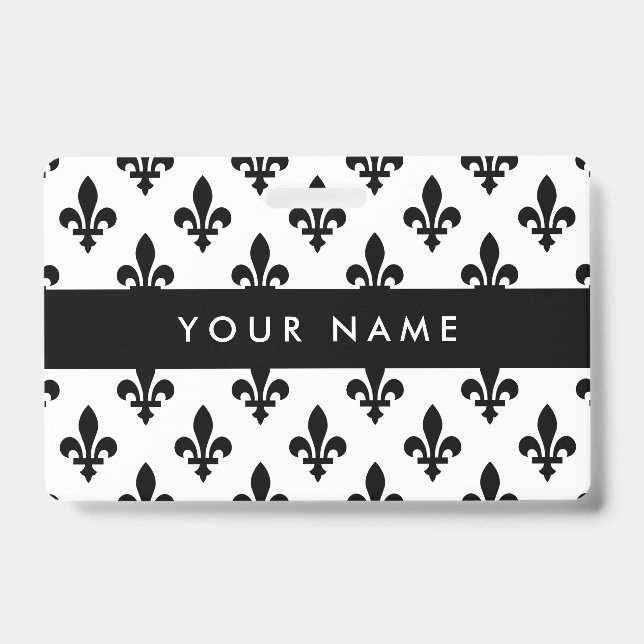 Badge Motif Fleur de Lis, Français, Royal, Noir (Avant)