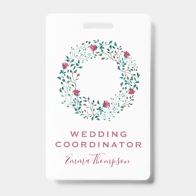Badge Motif Floral Rustique & Foliage Vert | MARIAGE (Avant)