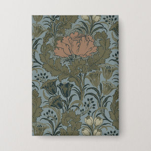 Badge Motif floral victorien antique terre cuite sauge