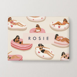 Badge Motif flottant de piscine d'été personnalisé Monog