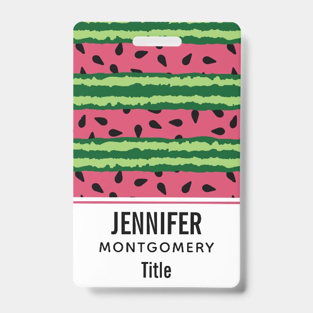 Badge Motif joli pastèque rose et vert (Avant)