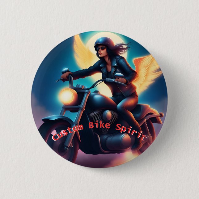 Badge motif motarde custom bike, unique (Devant)