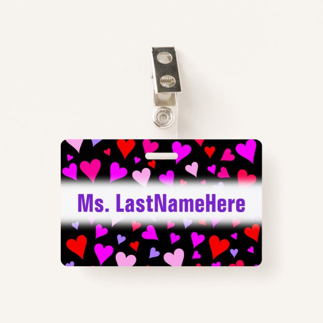 Badge Motif rouge, rose, pourpre et magenta d'amusement (Devant avec clip)