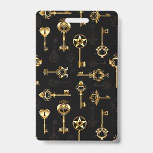 Badge Motif sans couture avec des clés dorées