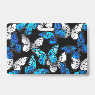 Badge Motif sans couture sombre avec Morpho papillons bl