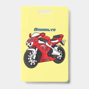Badge Moto de sport rouge mignonne dessin animé