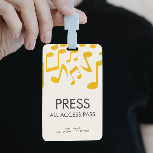 Badge Music Concert Festival All Access Press Pass