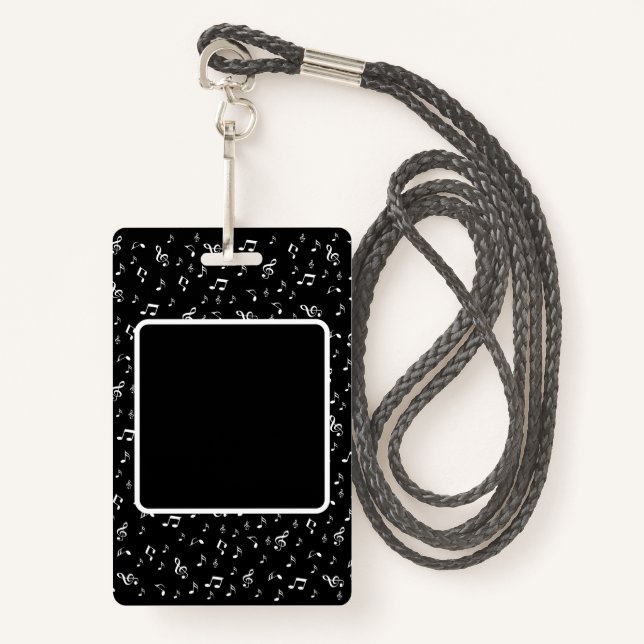 Badge musique, note, clef, groupe, symbole, brillant, él (Devant avec lanière)