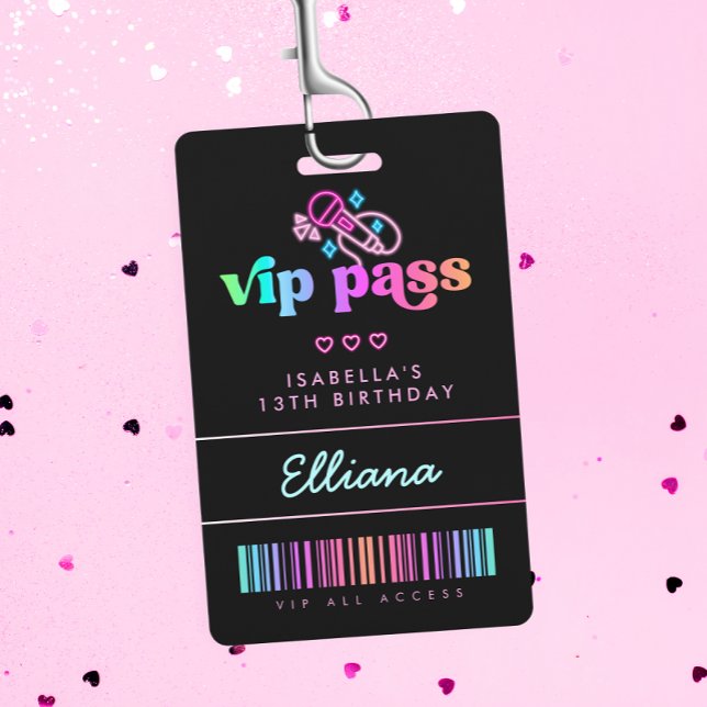 Badge Neon Glow Karaoke Anniversday VIP Pass Fête Person (Créateur téléchargé)