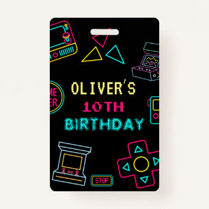 Badge Neon Toute année jeux vidéo arcade anniversaire