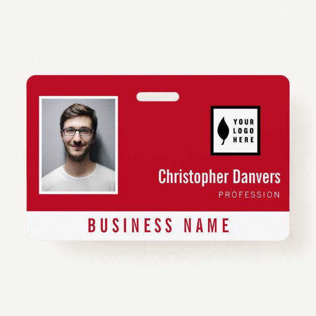 Badge Nettoyer le rouge Ajouter votre logo Employé du bu (Devant)