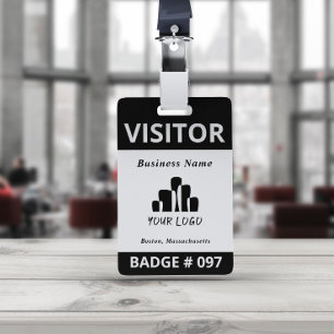 Badge Nettoyer noir blanc Modèle du logo du visiteur