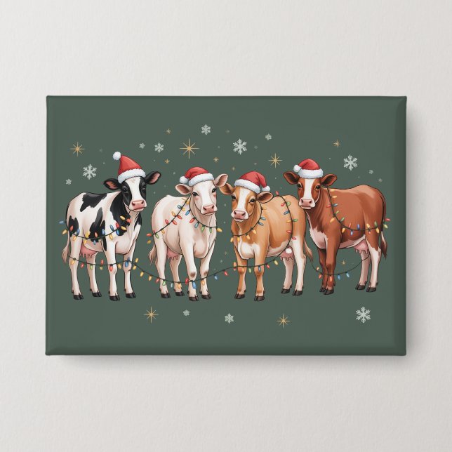 Badge Noël Vache Lover Cadeau Funny Vacances ferme (Recto)