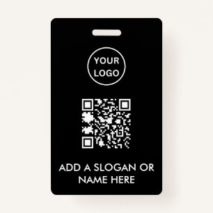 Badge Noir minimaliste QR Code Business Logo Insigne d'é