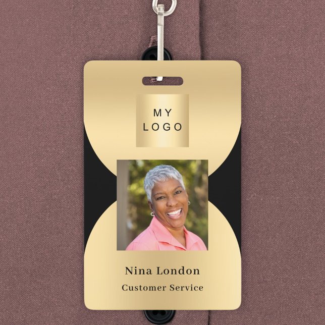 Badge Noir or photo nom arche code QR logo entreprise (Créateur téléchargé)